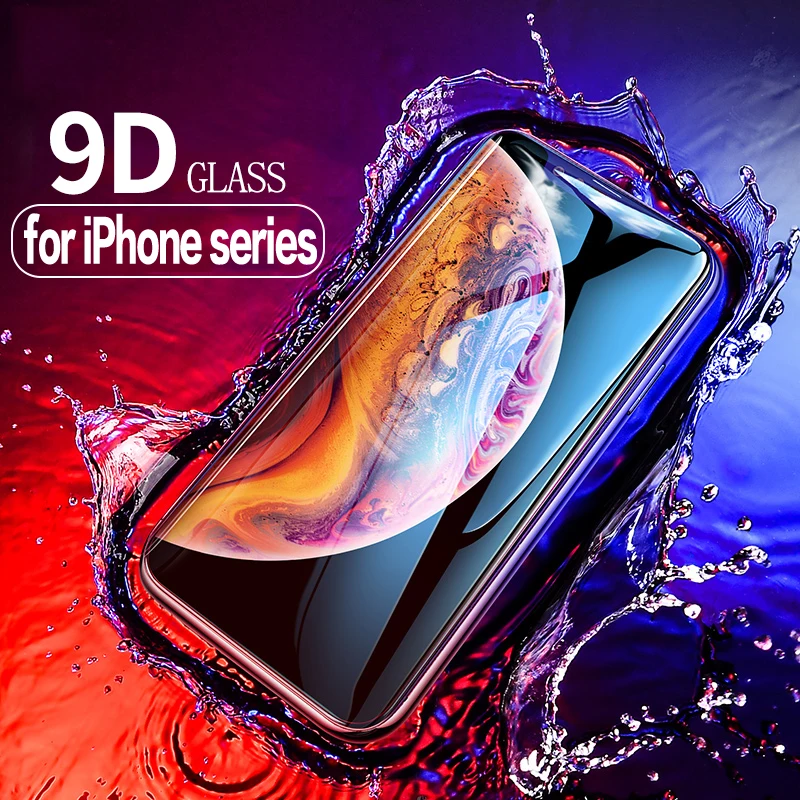 9D полное покрытие изогнутое закаленное стекло для iPhone 6 6s 7 8 Plus x защитная пленка