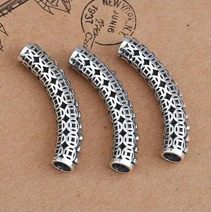 1pc 100% 925 Silver Tube Beads Thai Bracelet Bead Good Luck Wealth Symbol DIY Jewelry Accessories | Украшения и аксессуары