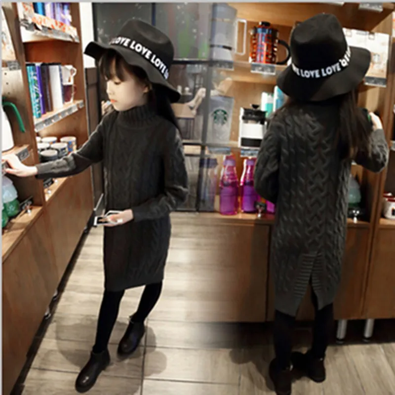 2016 поступила НОВАЯ Мода девушки Шерсть Водолазки Свитера дети пуловеры верхняя