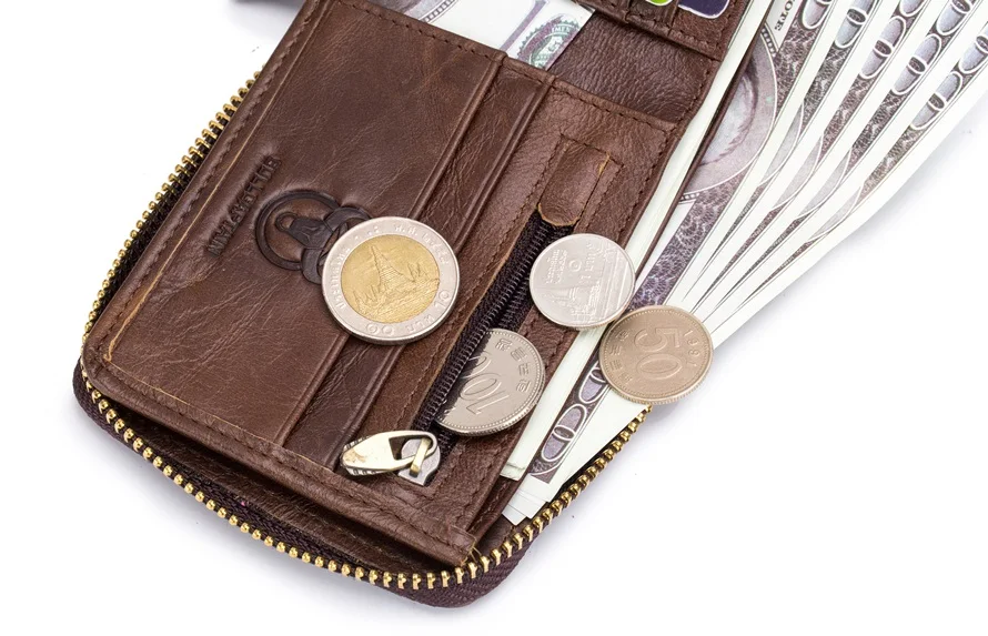 BULLCAPTAIN мужской кошелек из натуральной кожи, RFID, новинка, на молнии, короткие мужские кошельки, маленький кошелек для монет, держатель для кредитных карт, Органайзер