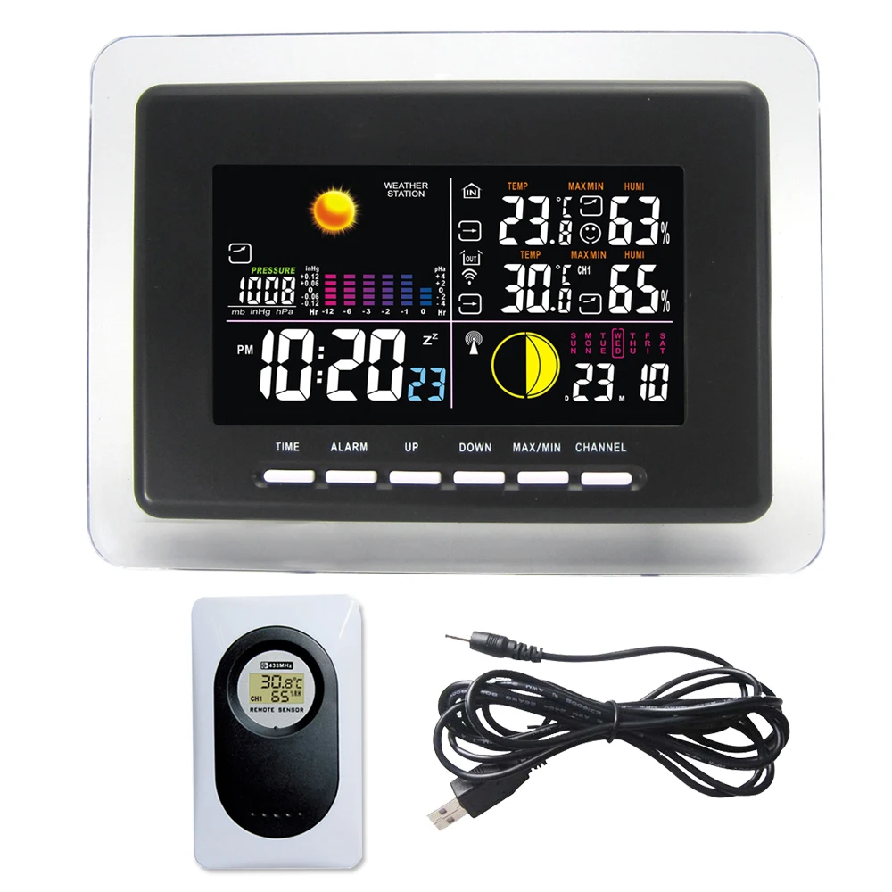 Беспроводная метеостанция серая прозрачная рамка с светодиодный