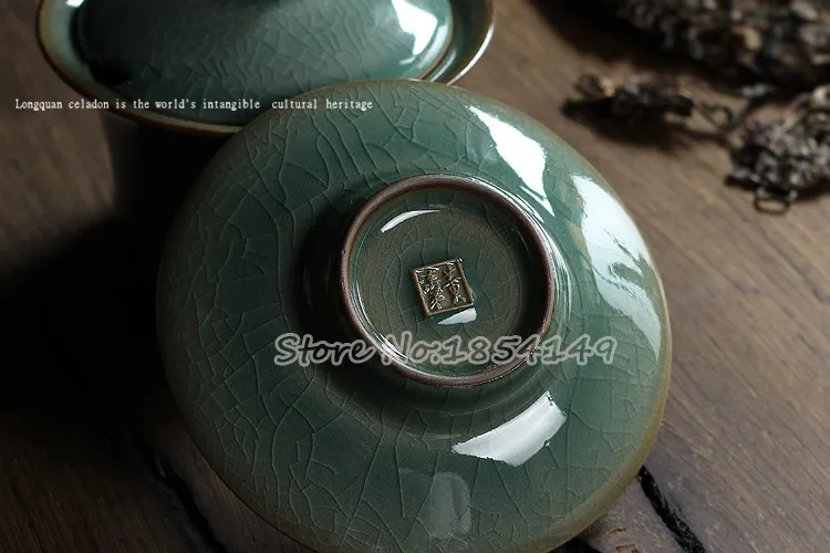 Китайский Longquan Celadon фарфор китайская гайвань чайные чашки и чайное блюдце чаша для чая большая емкость 190 мл, китайский чайный горшок Подарочная посылка