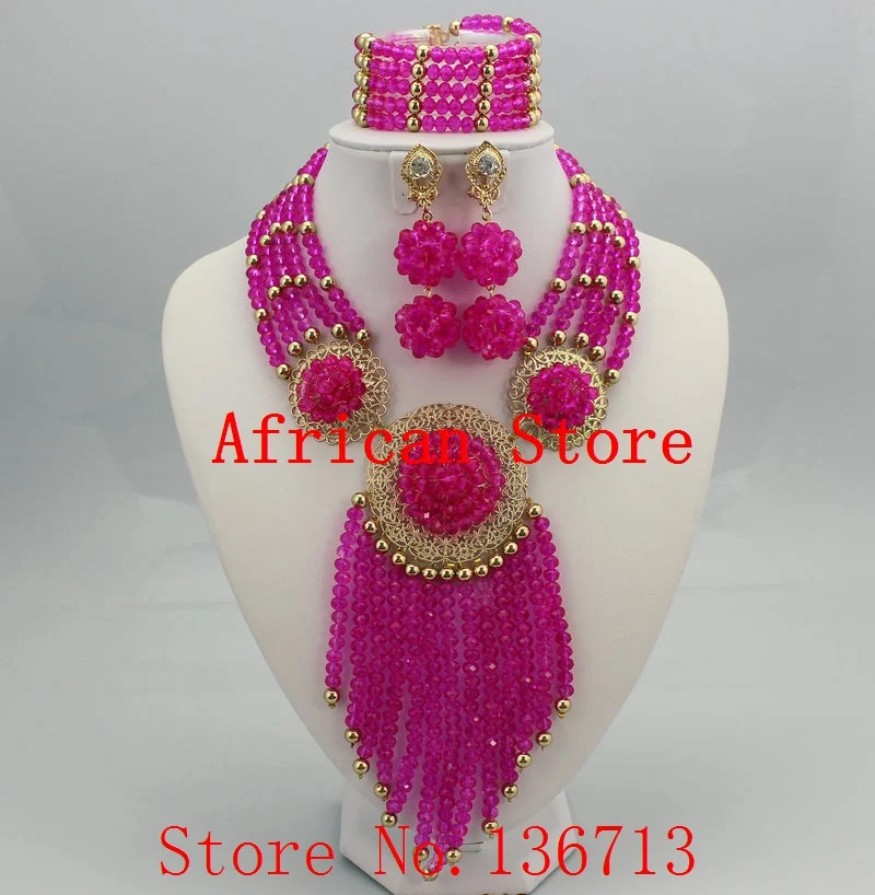 

Fashion Red Nigerian Crystal Beads Necklace Bracelet Earrings Sets African Wedding Beads African Beads Jewelry Sets R812