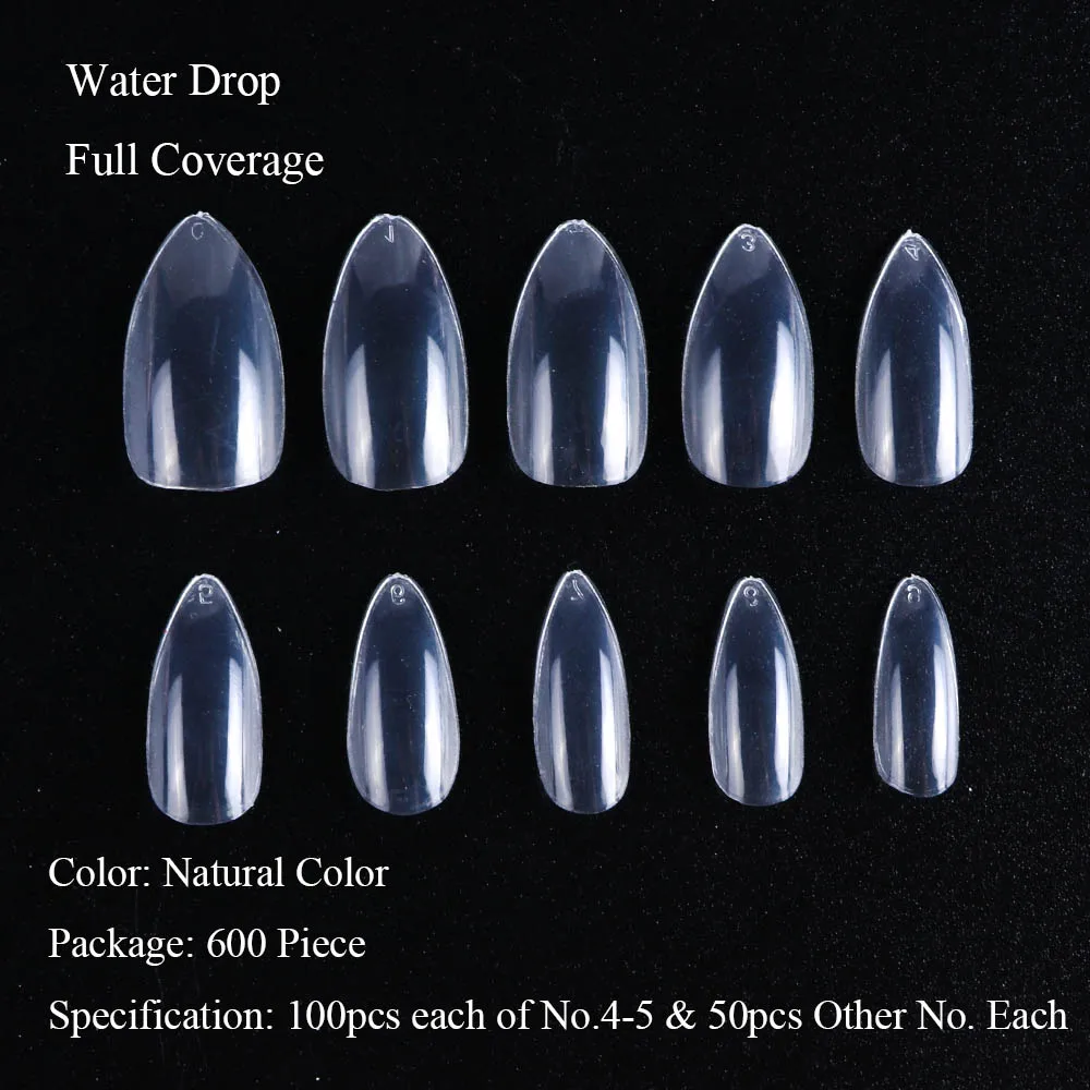 Water Drop Natrural 500 шт накладные ногти, накладные ногти для французских ног, накладные лаки для ногтей, прозрачные акриловые, полностью покрытые половинным покрытием, натуральный декор, инструменты для маникюра BE871 - Цвет: Water Drop Natrural