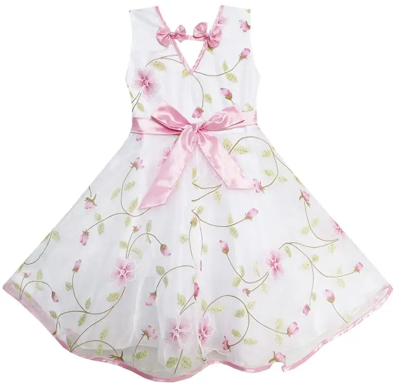 Sunny Fashion платья для девочек новогодние костюмы Цветок Листья Свадьба Белый