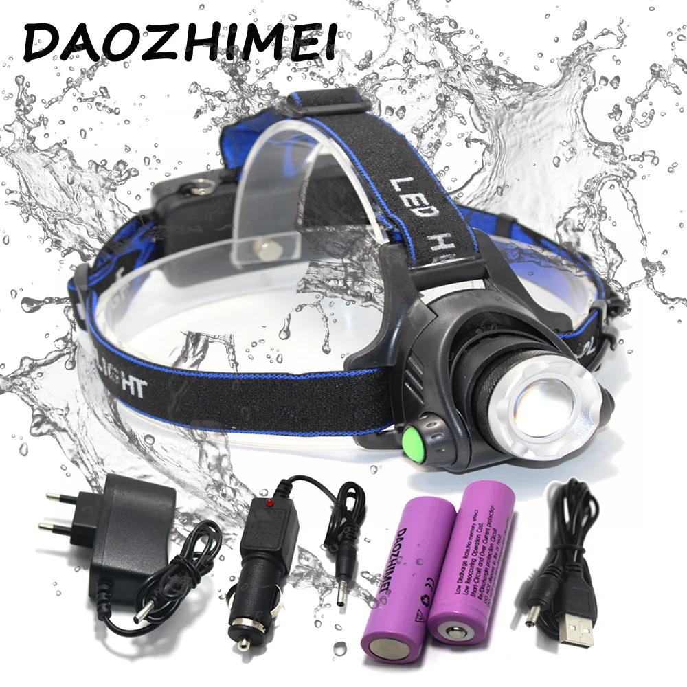 

6000 lumen LED headlamp fishing headlight T6/L2 3 modes Zoomable lamp Waterproof Head Torch flashlight Head lamp use 18650