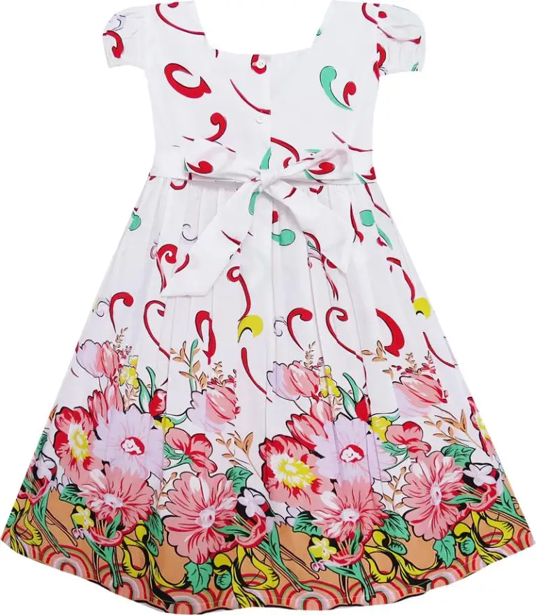 Sunny Fashion платья для девочек Розовый Цветок Короткий рукав Вечеринка день рождения