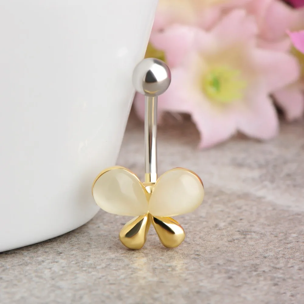 Великолепный золото цвет бутик клинч опал насекомых бабочка пупок пирсинг