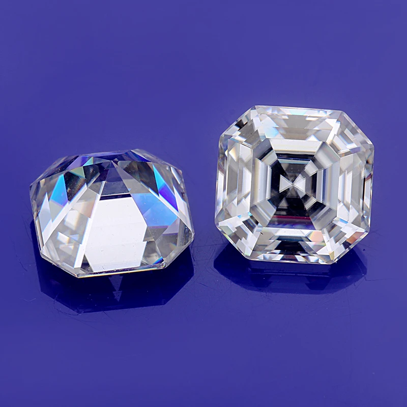 Прозрачный белый восьмиугольник Asscher Cut 6x6 мм EF Color Moissanite для ювелирных