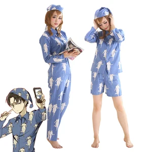 coztkhp levi pajamas sleepwears attack on titan pyjamas shingeki no kyojin cosplay costumes adult pijamas tops pants with hats free global shipping