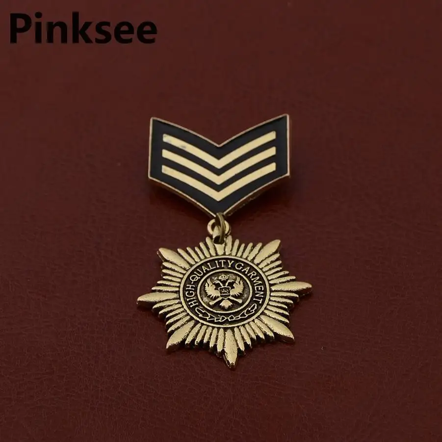 Ретро Звезда Форма трендовая армия Брош булавка Готическая бронзовая военная