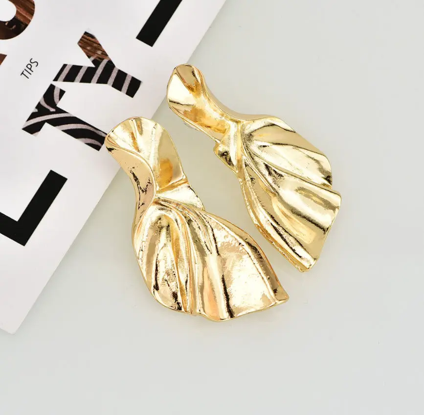 Модные металлические нерегулярные серьги капли для женщин золотого и