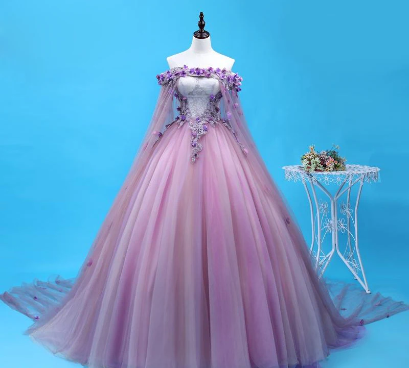 SSYFashion новое платье для выпускного вечера милое фиолетовое кружевное цветочное вырез лодочка, аппликация в пол вечерние бальные платья под заказ официальные платья