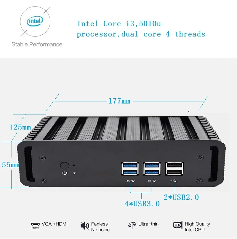 QINLAN дешевый i3 5010U Broadwell Мини ПК Windows 10 Barebone компьютер Intel Core i3 2,1 ГГц HD 5500 графика HTPC wifi HDMI
