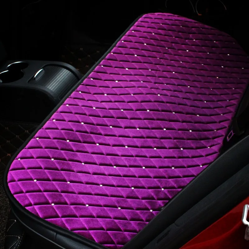 purple rear pad Зимние Алмазная плюшевый Универсальный Автомобильный чехлы на сиденья с украшением в виде кристаллов Стразы спереди на заднем сиденье Подушка бархат аксессуары для автомобильного интерьера, Стиль - Название цвета: purple rear pad