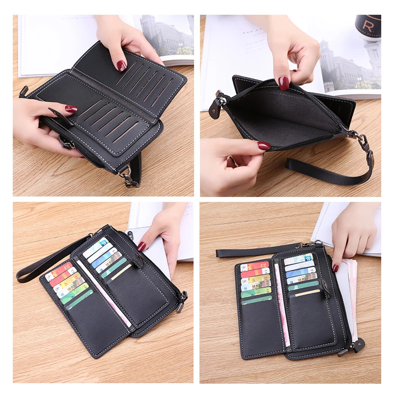 Women wallet long luxury designer monederos para mujer leather wallets card holder portafoglio donna grande portefeuille femme | Багаж и