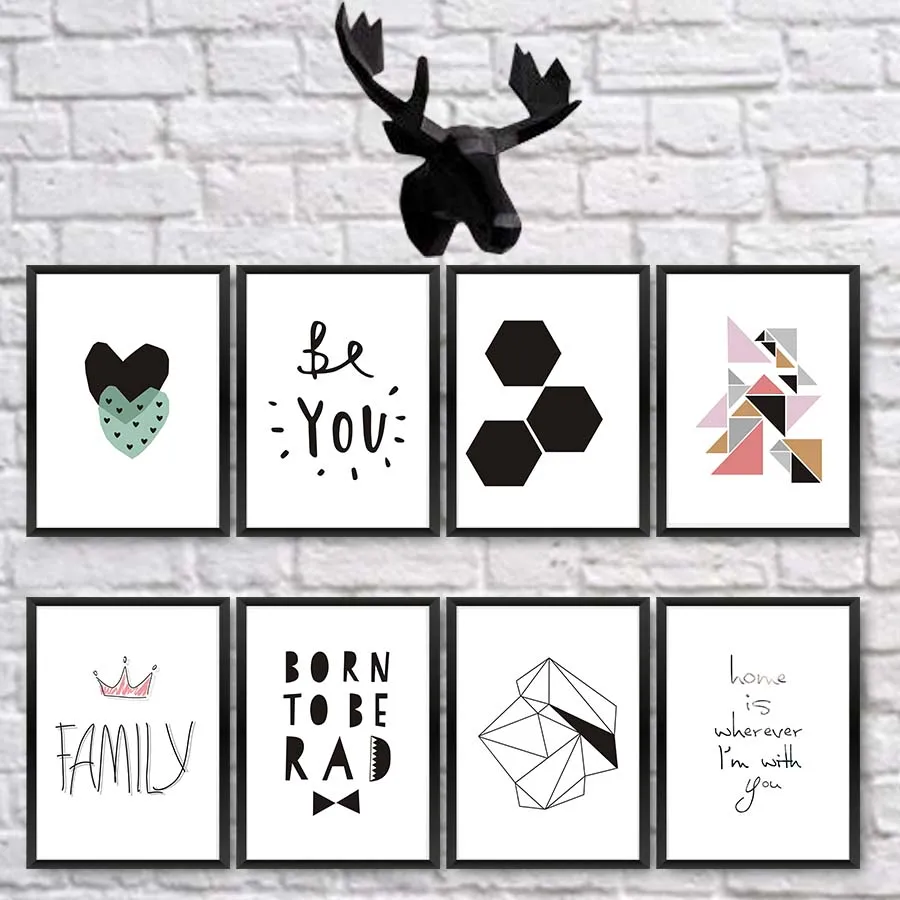 Скандинавский геометрия черно белые цитаты холст и картина настенные картины