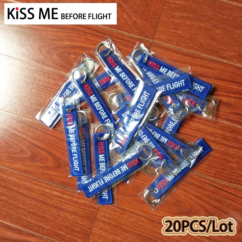 20 шт./лот KISS ME BEFORE FLIGHT вышивка Брелки для женщин сумка Подвеска мужчин