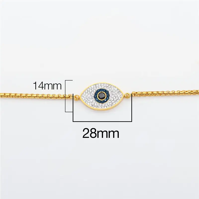 Trendy Stainless Steel Adjustable Slider/ Slide Bolo Bracelets Gold Eye Clear Cubic Zirconia Bracelet Jewelry 28.8cm Long 1 PC | Украшения