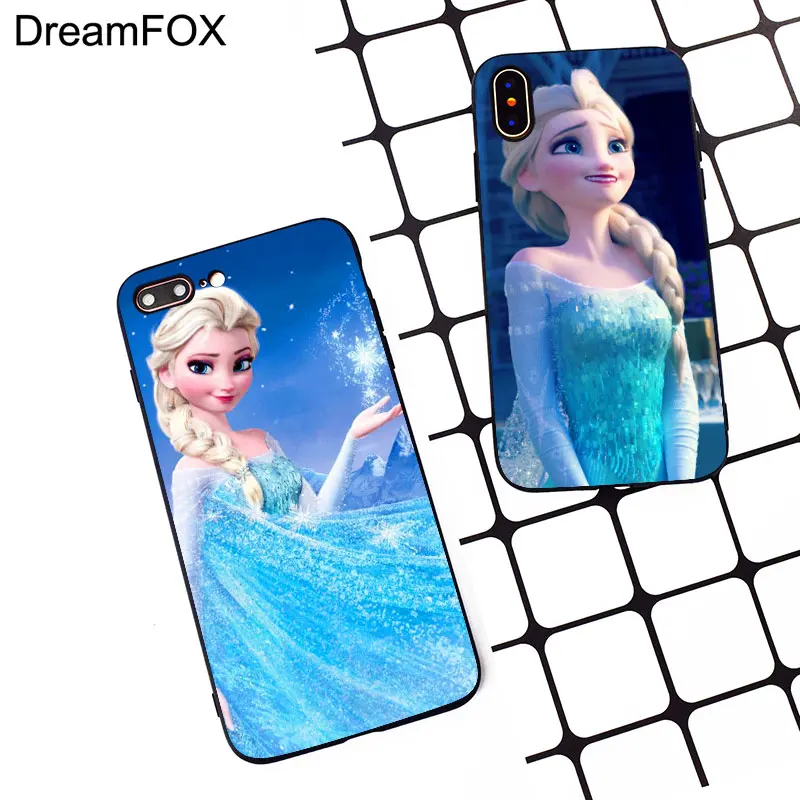 M390 Beautiful Elsa Black Soft TPU Silicone Case Cover For Apple iPhone 11 Pro XR XS Max X 8 7 6 6S Plus 5 5S 5G SE |