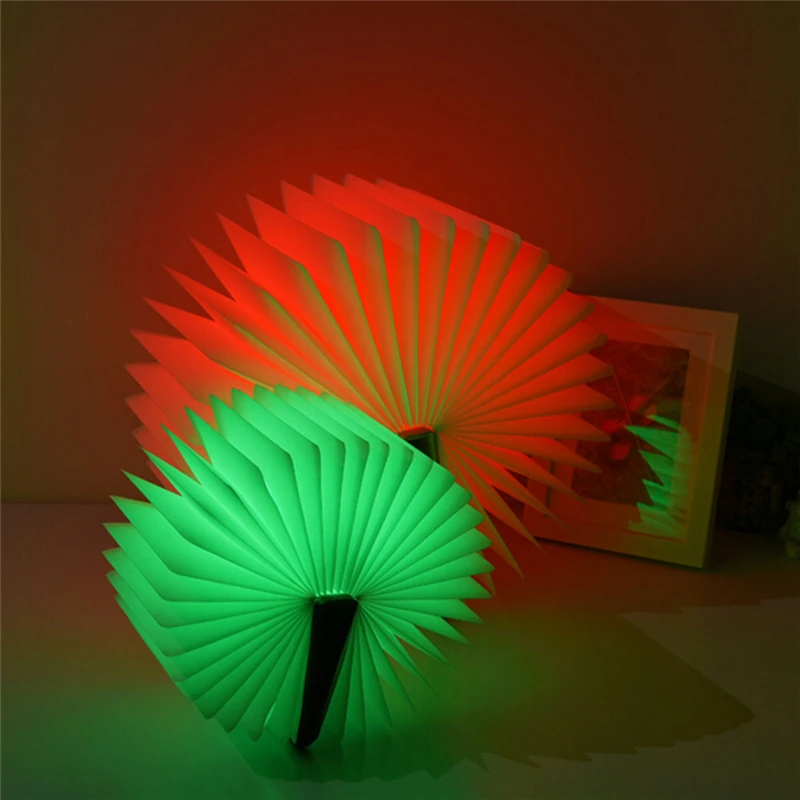 

Creative USB Rechargeable LED Book Shape Desk Lamp Foldable Wooden Night Light Portable Booklight Home Decor Table Light Lamp