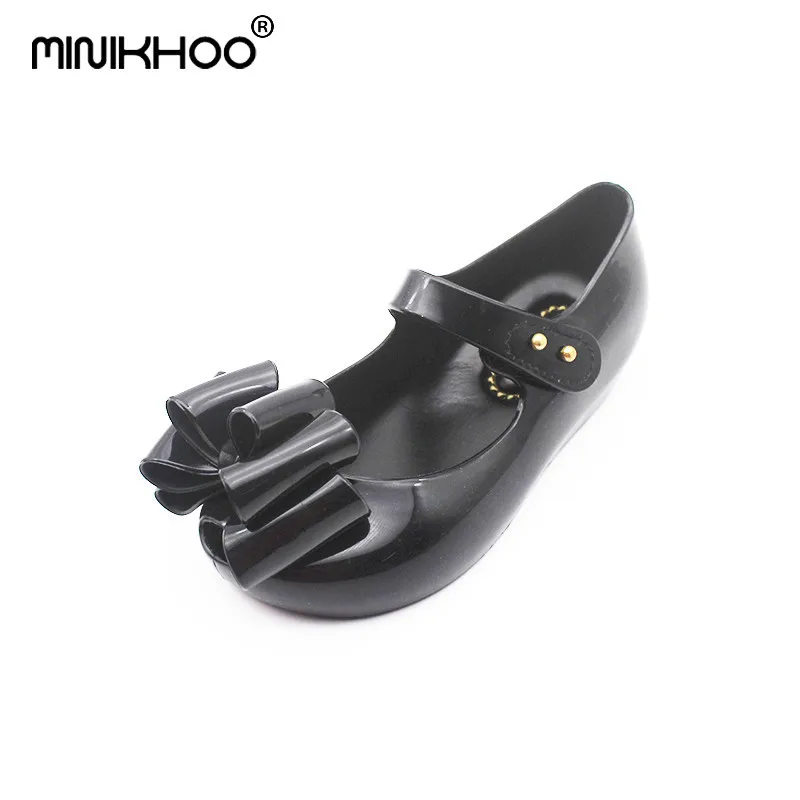 Black Mini Melissa/Новинка года; сандалии для девочек с большим бантом; прозрачная обувь принцессы; мягкая обувь; детские сандалии высокого качества; трехцветные - Цвет: Black