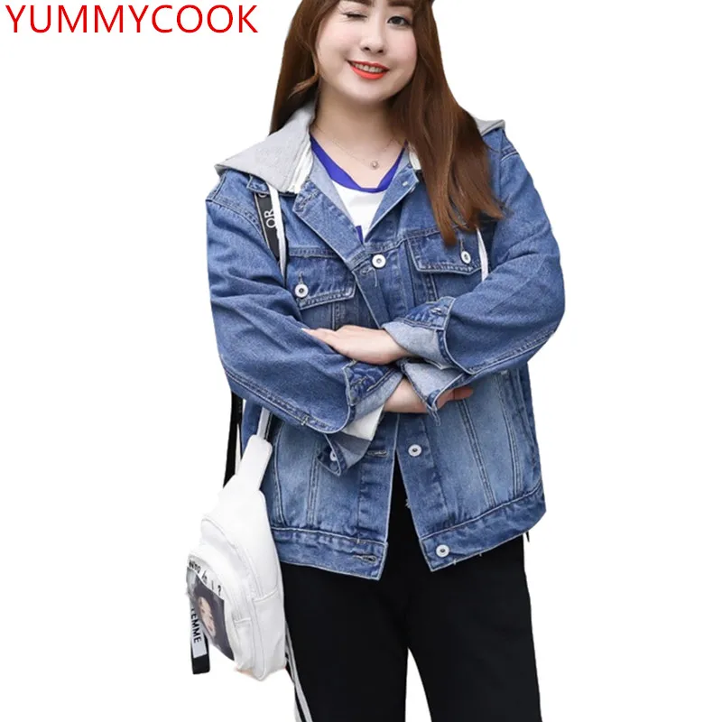 YUMMYCOOK Весна Большие размеры однобортный пальто с капюшоном Женская мода Дикий