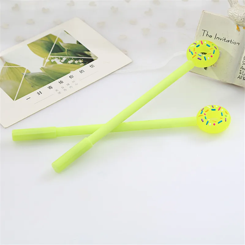 Fruit Green 1pcs Корейские милые кавайные пончики гелевые каваи карамельного цвета канцелярские принадлежности для школы, офиса, магазина, принадлежности для письма, стационарные 0,38 мм - Цвет: Fruit Green 1pcs