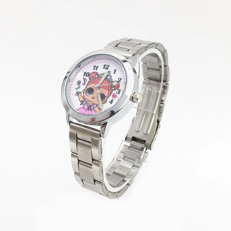 Маленькие Серебристые кварцевые наручные часы с мультяшным рисунком для женщин