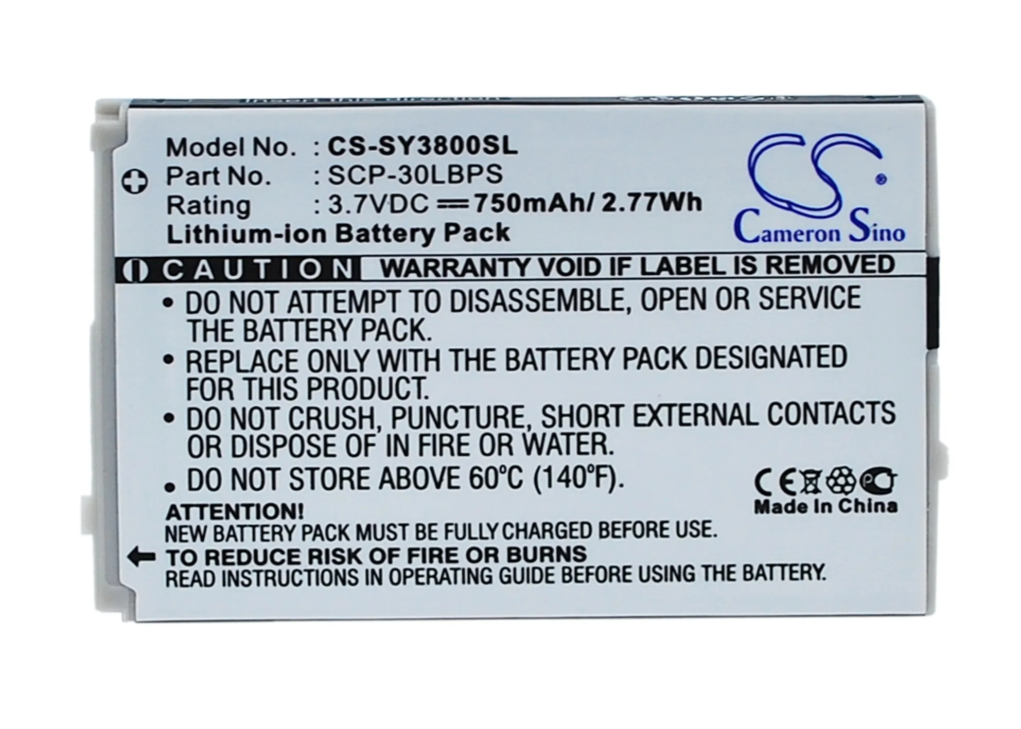 Cameron Sino 750mAh SCP 30LBPS батареи для Sanyo 3800 Katana 6750 Eclipse 6760 Incognito 6760|Аккумуляторы мобильных