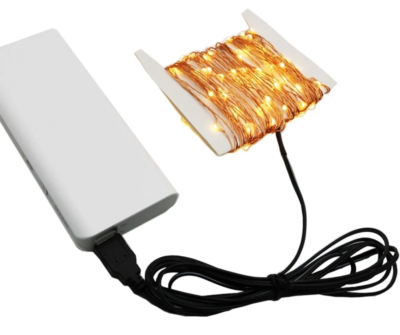 USB 5 в наружная светодиодная Серебряная медная проволочная гирлянда, гирлянда для рождественского фестиваля, свадебной вечеринки, декоративная сказочная гирлянда 10 м 20 м
