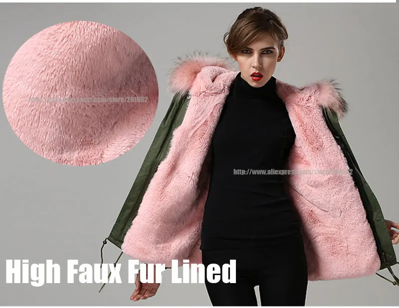 Модная розовая теплая зимняя парка с большим воротником из натурального меха