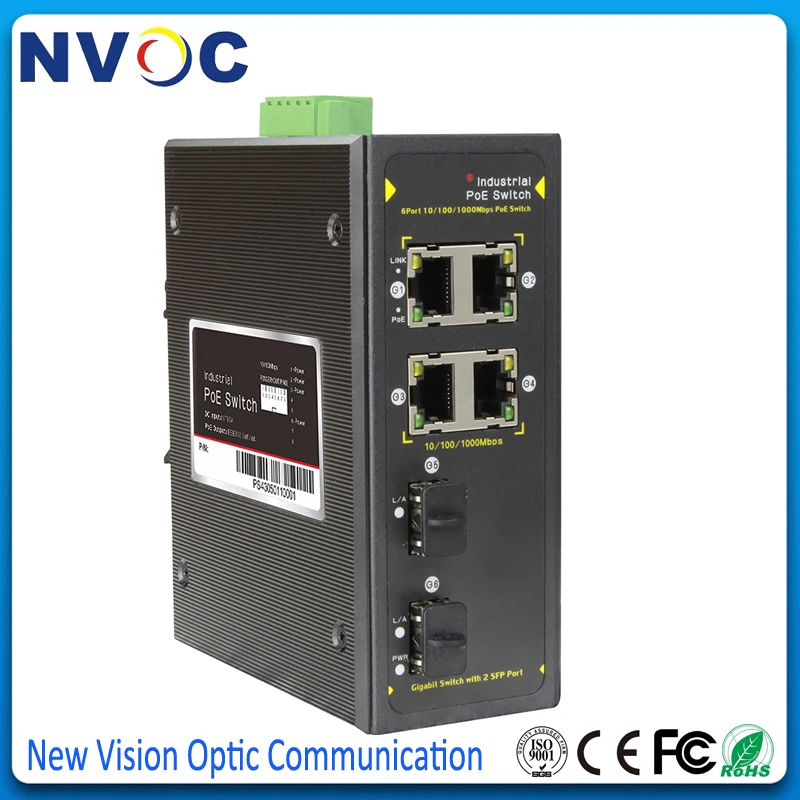 4-портовый POE 10/100/1000M IEEE802.3af/at + 2SFP 1000 м неуправляемый двухслойный 6-портовый s