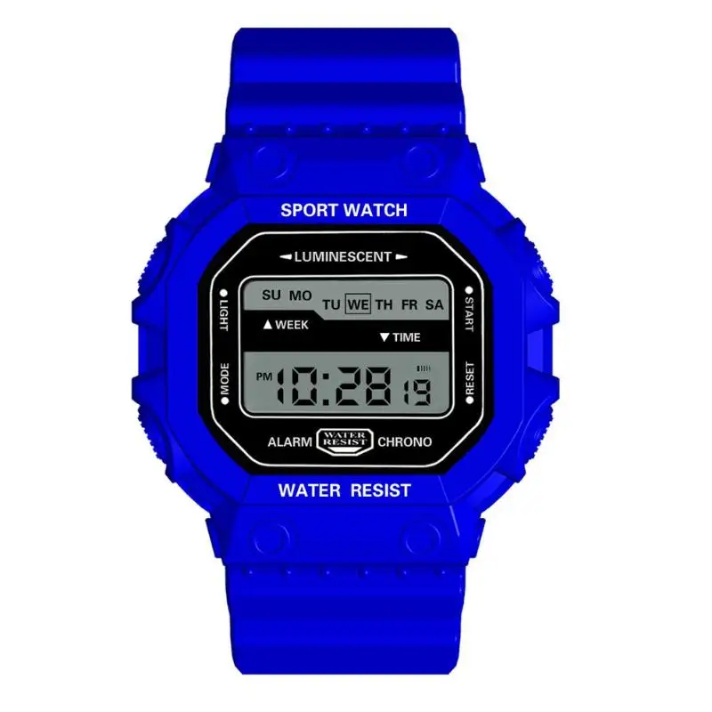 Blue 03 Модные женские мужские часы спортивные цифровые часы водонепроницаемые наручные электронные часы с будильником повседневные спортивные электронные наручные часы - Цвет: Blue 03