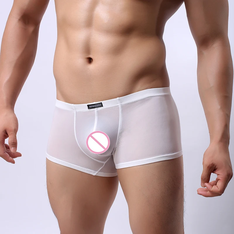 2017 модные ультратонкие прозрачные мужские сексуальные боксеры из полиэстера с