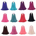 Женский хиджаб, украшенные бисером шарфы длинный шарф, шаль, хиджаб, Джерси, простой мусульманский исламский платок, тюрбан, головной платок, химар, шарф 190*90 см