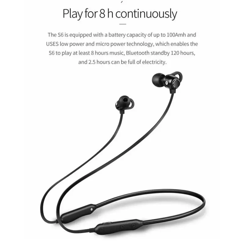 HIFI звук Bluetooth 4 1 Гарнитура висящий шейный стерео наушники для смартфонов S6