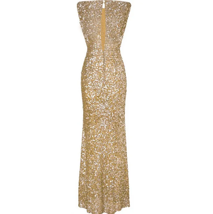 Элегантное летнее платье с блестками и открытой спиной в европейском