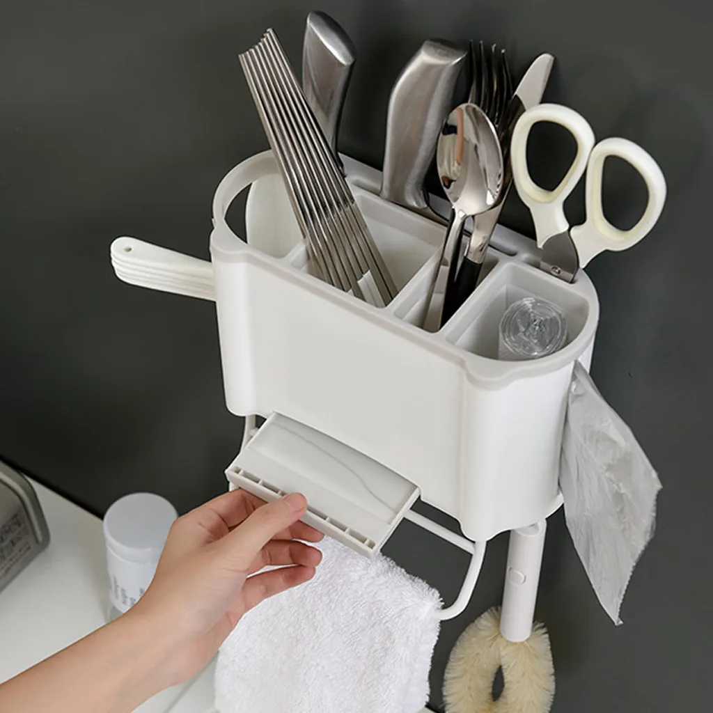 Стеллаж для хранения пластмассовый настенный стеллаж Caddy столовые приборы блоки