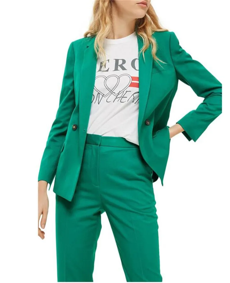 Green Women Suits Female Office Uniform Formal Pant Suits for Weddings Ladies Trouser Suit Jacket+Pants Custom Made