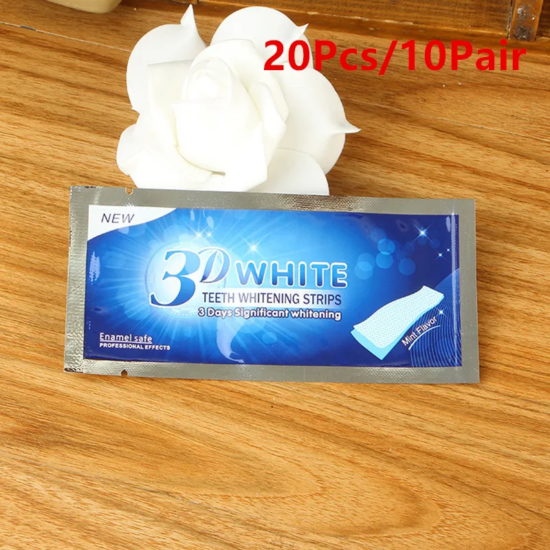 20Pcs10Pair 20 шт./10 пар, 3D отбеливающие Гелевые полоски, яркие белые зубные полоски для лечения зубов, отбеливающие полоски для отбеливания зубов, инструмент для отбеливания зубов - Цвет: 20Pcs10Pair