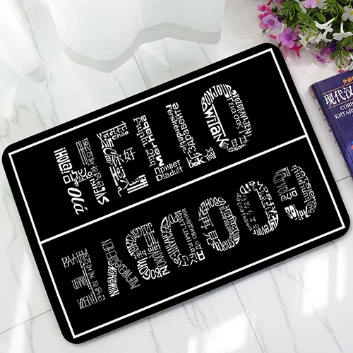 Черно белые резиновые Противоскользящие коврики Hello Goodbye Для входной двери для