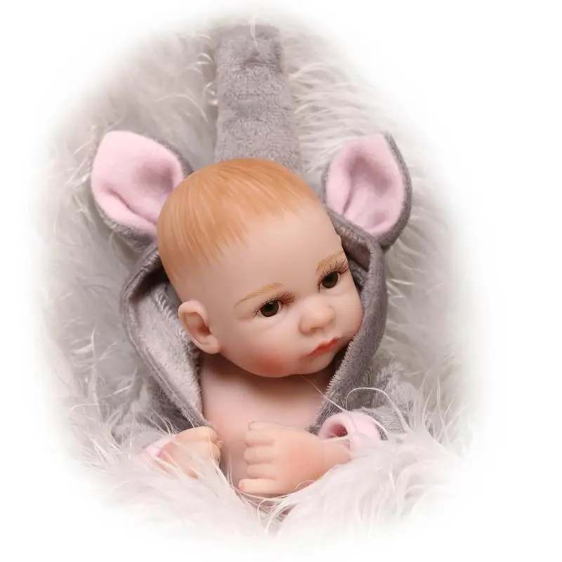 NPK Милая 10-дюймовая Мини Кукла Reborn Bebes имитирующая полностью силиконовая кукла