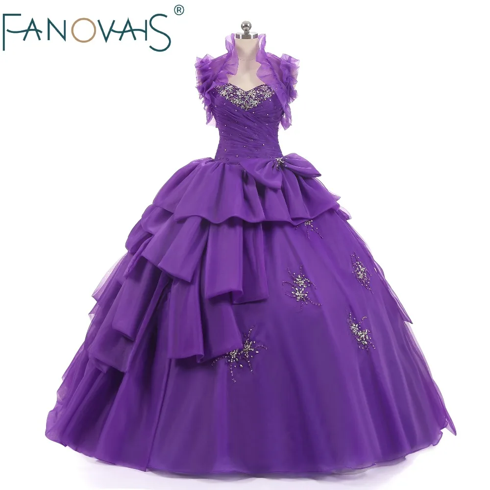 Purple Quinceanera Dresses With Bolero Vestido de Festa Ball Gown Prom Princess Gowns For Girls under 16 | Свадьбы и торжества