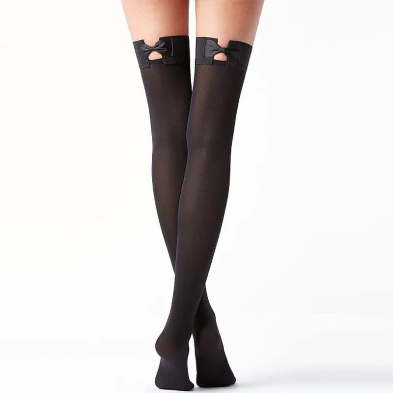 HM2144 Ohyeahlover эластичные гольфы модные сексуальные женские нейлоновые колготки-нижнее белье с бантами - Цвет: HM2144
