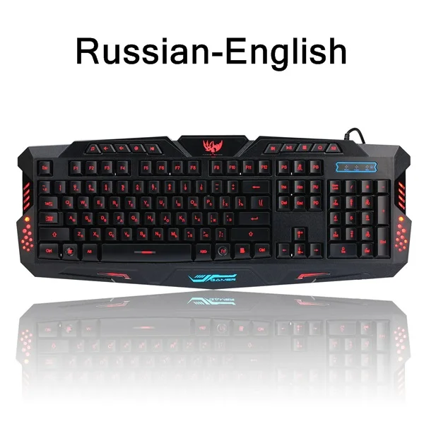 Standard Russian-Eng ZERODATE hxsj A877 трещины Трехцветная подсветка Проводная русско-английская игровая клавиатура ноутбук Настольный Teclado регулируемый свет - Цвет: Standard Russian-Eng