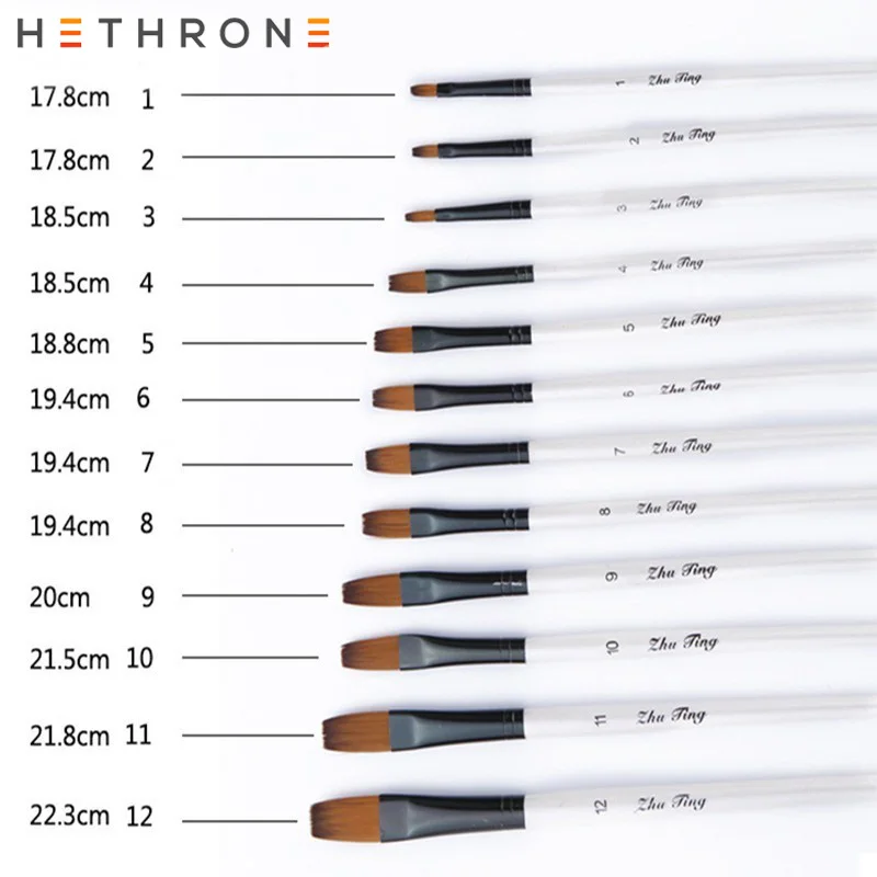 Hethrone 12 шт./компл. профессиональная масляная Акварельная кисть товары для