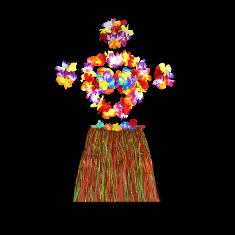 multicolor Платье для девочек до Пластик волокон фестиваль танца Гавайские костюмы 6 шт. ребенок взрослый малыш травы юбки Юбка для танца \"хула\" 8 цветов - Цвет: multicolor