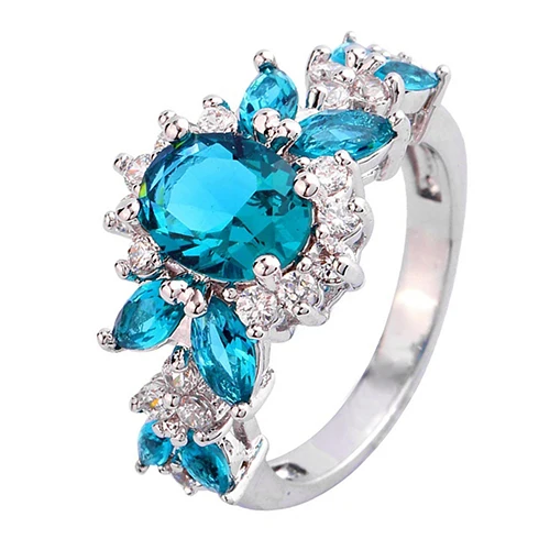 Быстрая Доставка женская Зеленый Циркон Кольцо Цветка Медь Игристое Красоты