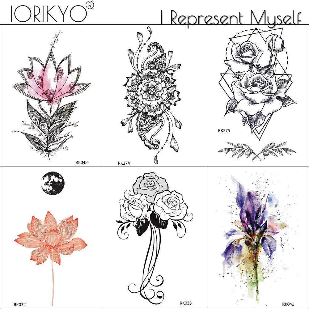 IORIKYO женский боди-арт тату на руку наклейки Черная роза цветок временная